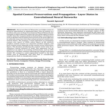 IRJET- Spatial Context Preservation and Propagation - Layer States in Convolu...