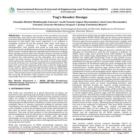 IRJET-  	  Tag's Reader Design