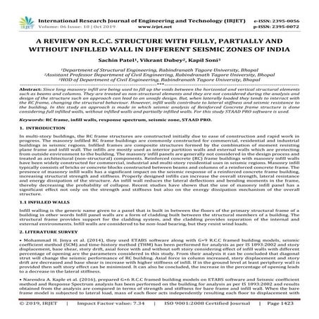 IRJET- A Review on R.C.C. Structure with Fully, Partially and without Infille...