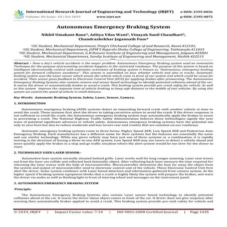 IRJET- Autonomous Emergency Braking System