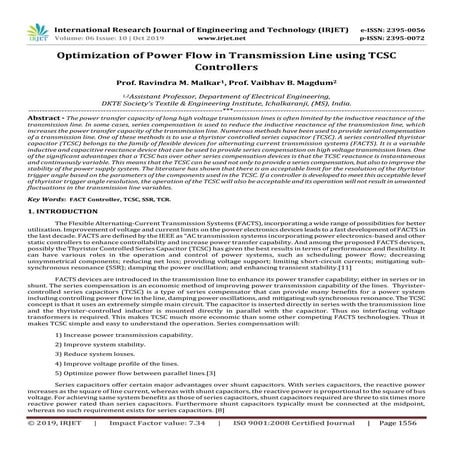 IRJET- Optimization of Power Flow in Transmission Line using TCSC Controllers