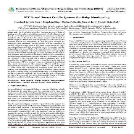 IRJET- IoT based Smart Cradle System for Baby Monitoring