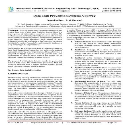 IRJET-  	  Data Leak Prevention System: A Survey