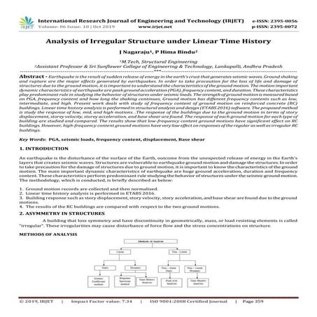 IRJET- Analysis of Irregular Structure under Linear Time History