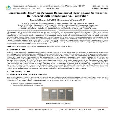 IRJET-  	  Experimental Study on Dynamic Behaviour of Hybrid Nano Composites ...