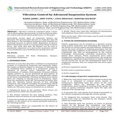 IRJET- Vibration Control by Advanced Suspension System