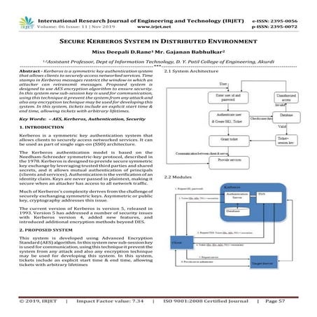 IRJET- Secure Kerberos System in Distributed Environment