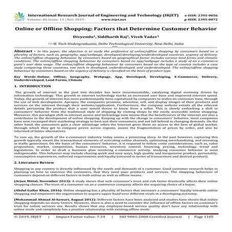 IRJET-  	  Online or Offline Shopping: Factors that Determine Customer Behavior