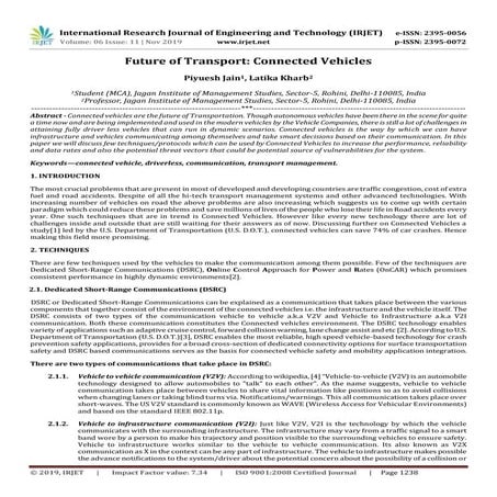 IRJET-  	  Future of Transport: Connected Vehicles