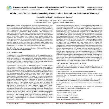 IRJET- Web User Trust Relationship Prediction based on Evidence Theory