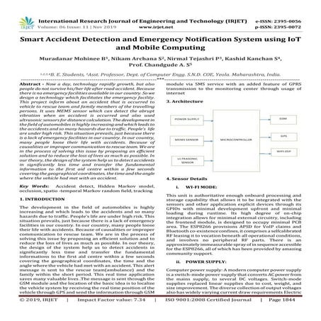 IRJET- Smart Accident Detection and Emergency Notification System using IoT a...