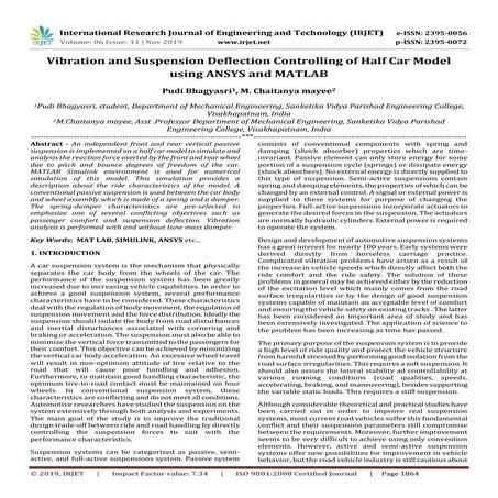 IRJET- Vibration and Suspension Deflection Controlling of Half Car Model usin...