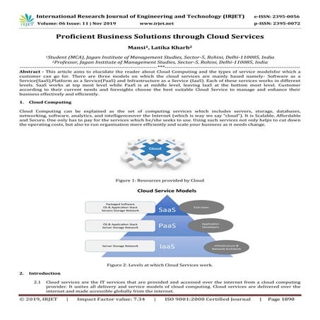 IRJET- Proficient Business Solutions through Cloud Services