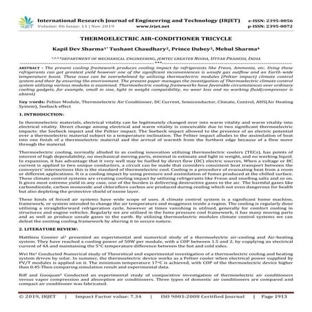 IRJET-  	  Thermoelectric Air-Conditioner Tricycle