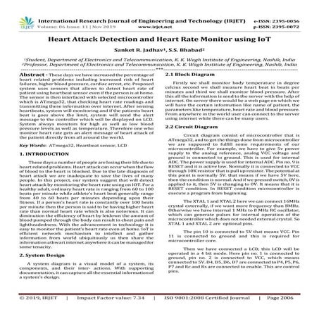 IRJET-  	  Heart Attack Detection and Heart Rate Monitor using IoT