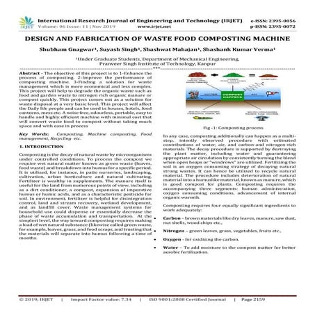 IRJET- Design and Fabrication of Waste Food Composting Machine