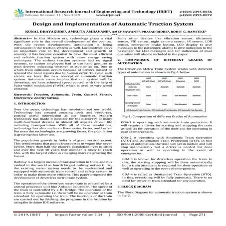 IRJET-  	  Design and Implementation of Automatic Traction System