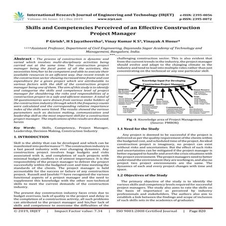 IRJET- Skills and Competencies Perceived of an Effective Construction Project...