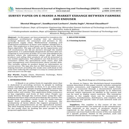 IRJET-  	  Survey Paper on E-Mandi a Market Exhange between Farmers and Enduser