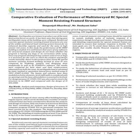 IRJET- Comparative Evaluation of Performance of Multistoreyed RC Special Mome...
