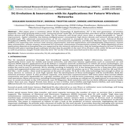 IRJET- 5G Evolution & Innovation with its Applications for Future Wireless Ne...