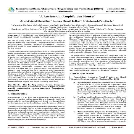 IRJET-  	  A Review on: Amphibious House