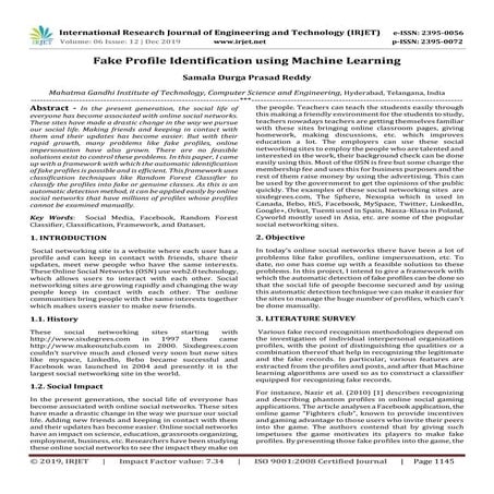 IRJET-  	  Fake Profile Identification using Machine Learning
