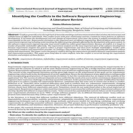 IRJET-  	  Identifying the Conflicts in the Software Requirement Engineering:...