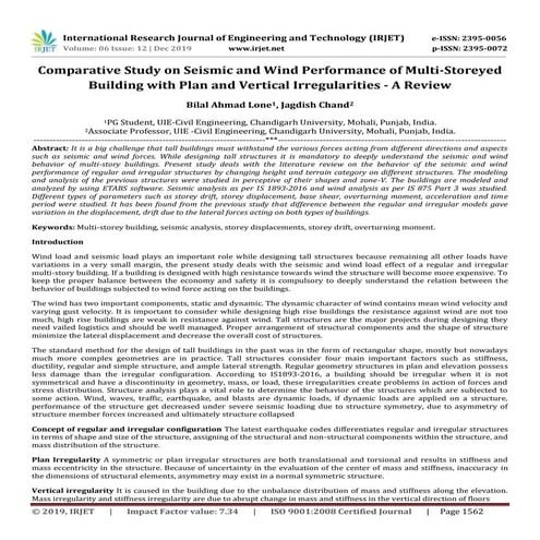 IRJET- Comparative Study on Seismic and Wind Performance of Multi-Storeyed Bu...