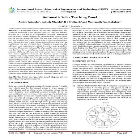 IRJET- Automatic Solar Tracking Panel