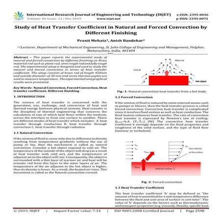 IRJET- Study of Heat Transfer Coefficient in Natural and Forced Convection by...