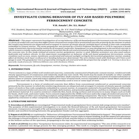 IRJET- Investigate Curing Behavior of Fly Ash based Polymeric Ferrocement Con...
