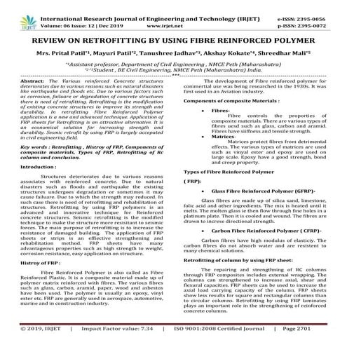 IRJET- Review on Retrofitting by using Fibre Reinforced Polymer