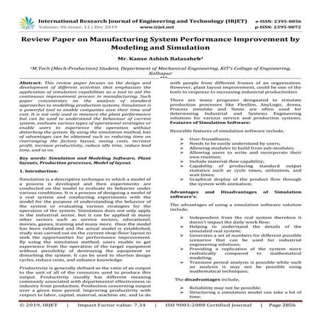 IRJET-  	  Literature Review on Manufacturing System Performance Improvement ...