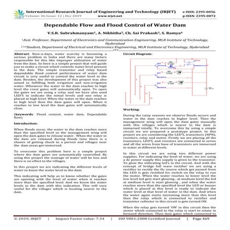 IRJET-  	  Dependable Flow and Flood Control of Water Dam