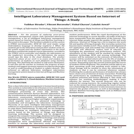 IRJET-  	  Intelligent Laboratory Management System based on Internet of Thin...
