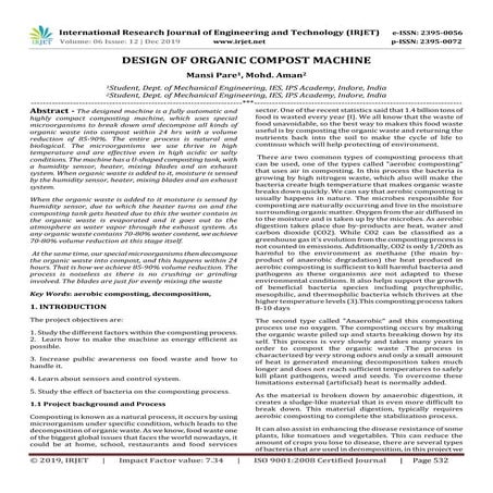 IRJET- Design of Organic Compost Machine