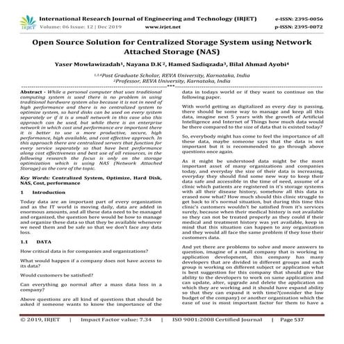 IRJET-  	  Open Source Solution for Centralized Storage System using Network ...