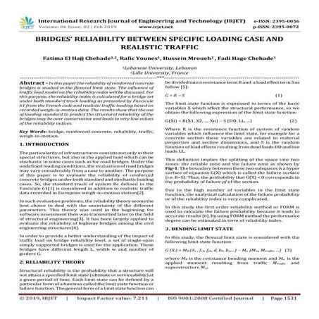 IRJET- Bridges’ Reliability between Specific Loading Case and Realistic Traffic