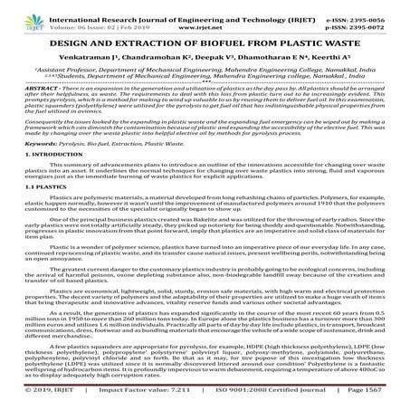 IRJET- Design and Extraction of Biofuel from Plastic Waste