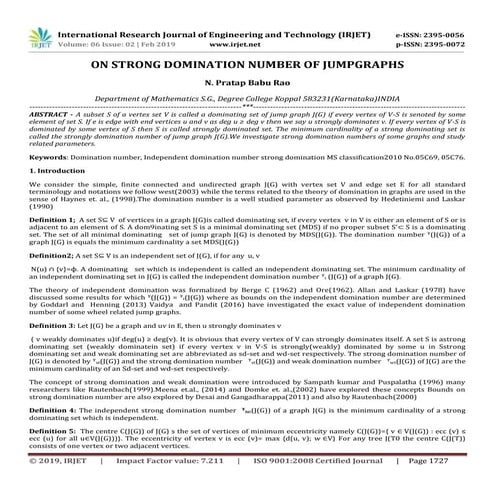 IRJET- On Strong Domination Number of Jumpgraphs