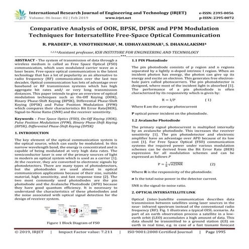 IRJET- Comparative Analysis of OOK, BPSK, DPSK and PPM Modulation ...