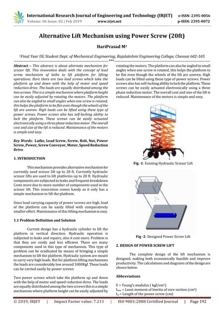 DESIGN AND DEVELOPMENT OF ELECTRO-MECHANICAL LIFTING JACK | PDF