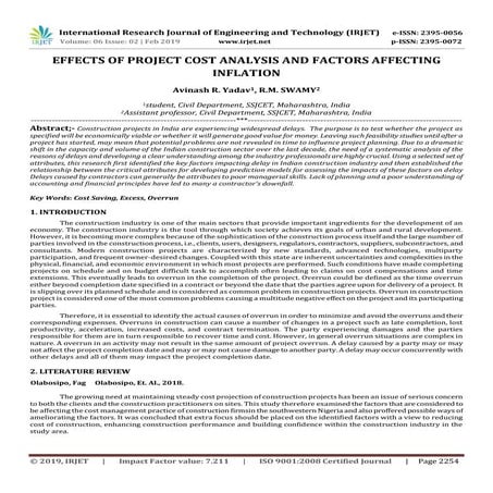 IRJET- Effects of Project Cost Analysis and Factors Affecting Inflation