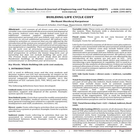 IRJET- Life Cycle Cost Analysis of a Residential Building | PDF