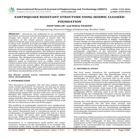 IRJET-Earthquake Resistant Structure using Seismic Cloaked FoundationC