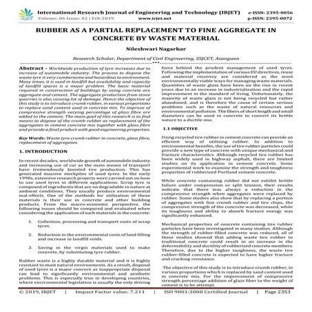 IRJET- Rubber as a Partial Replacement to Fine Aggregate in Concrete by Waste...