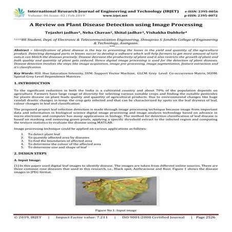 IRJET- A Review on Plant Disease Detection using Image Processing