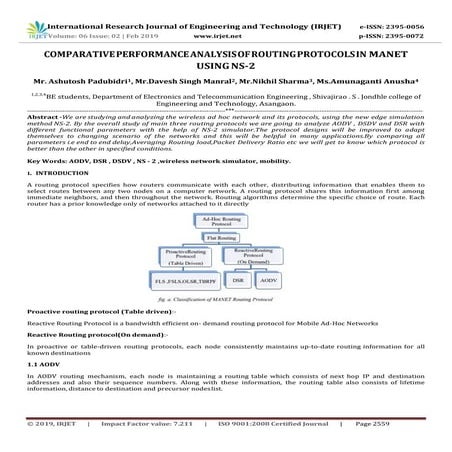 IRJET- Comparative Performance Analysis of Routing Protocols in Manet using NS-2