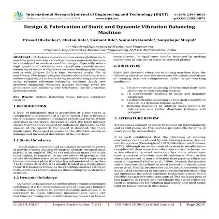 IRJET- Design & Fabrication of Static and Dynamic Vibration Balancing Machine